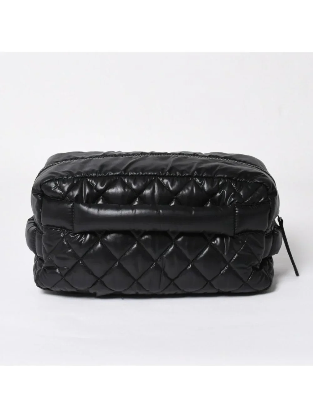 Chanel Coco Cocoon Clutch Black Nylon Calfskin Makeup Pouch Silver